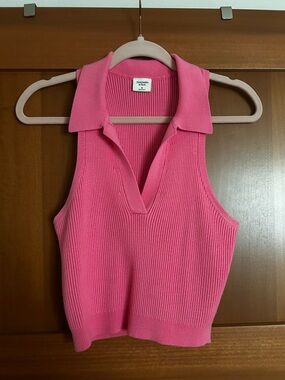 Abercrombie & Fitch Hot Pink Ribbed Collared Tank